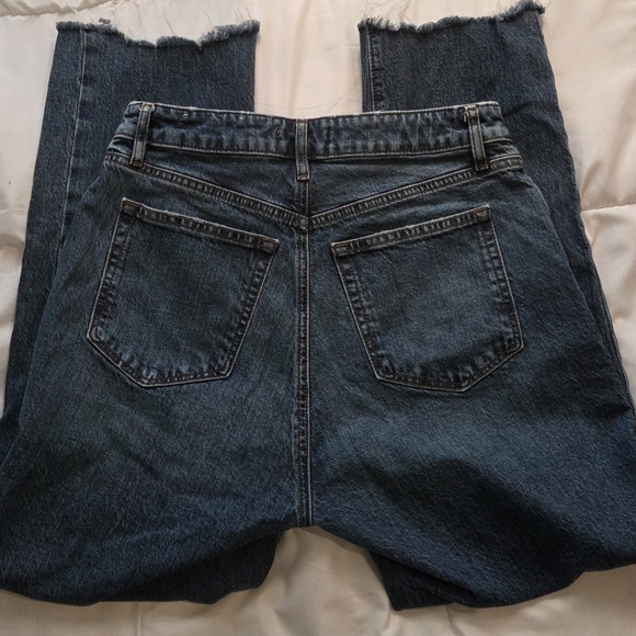 LOFT Straight Crop Jeans Womens Size 4 27 Medium Wash Raw Hem Preloved - Picture 7 of 12